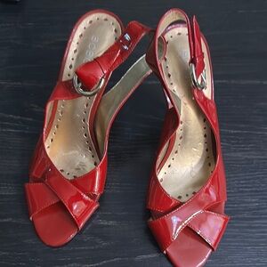 BCB Girls Chili Red Open Toe Slingback Heels Size 6B